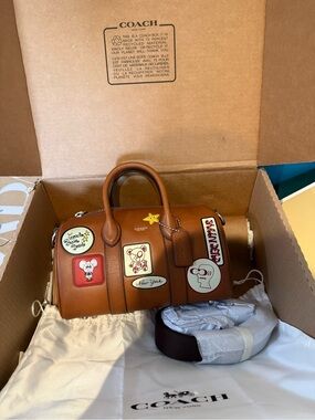 NWT Coach x Brain Dead compass 25 in loved brown leather